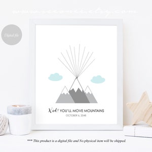 Kid You'll Move Mountains Fingerprint Guestbook, Mountain Gender Reveal ...