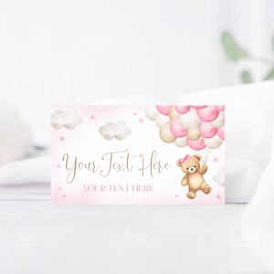Bewerkbare roze teddybeer plaatskaart, we kunnen bearly wachten voedsellabelkaart, buffetvoedseltentkaart, gevouwen voedselkaart, tafeldecoratiekaart A1A4