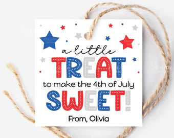 4th Of July Gift Tag Printable, Fourth Of July Tags Favor Label, Independence Day Treat Tag, Red White And Blue July 4th Cookie Gift Tags