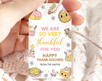 So Very Thankful Tag Printable, Happy Thanksgiving Gift Tag For Teacher School Staff Team Coworker Employee Editable Fall Autumn Treat Label