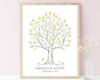 Fingerprint Tree Guestbook Alternative, Thumbprint Tree Guest Book For Wedding, Baby Shower, Birthday, Retirement Gift, Digital File DIY