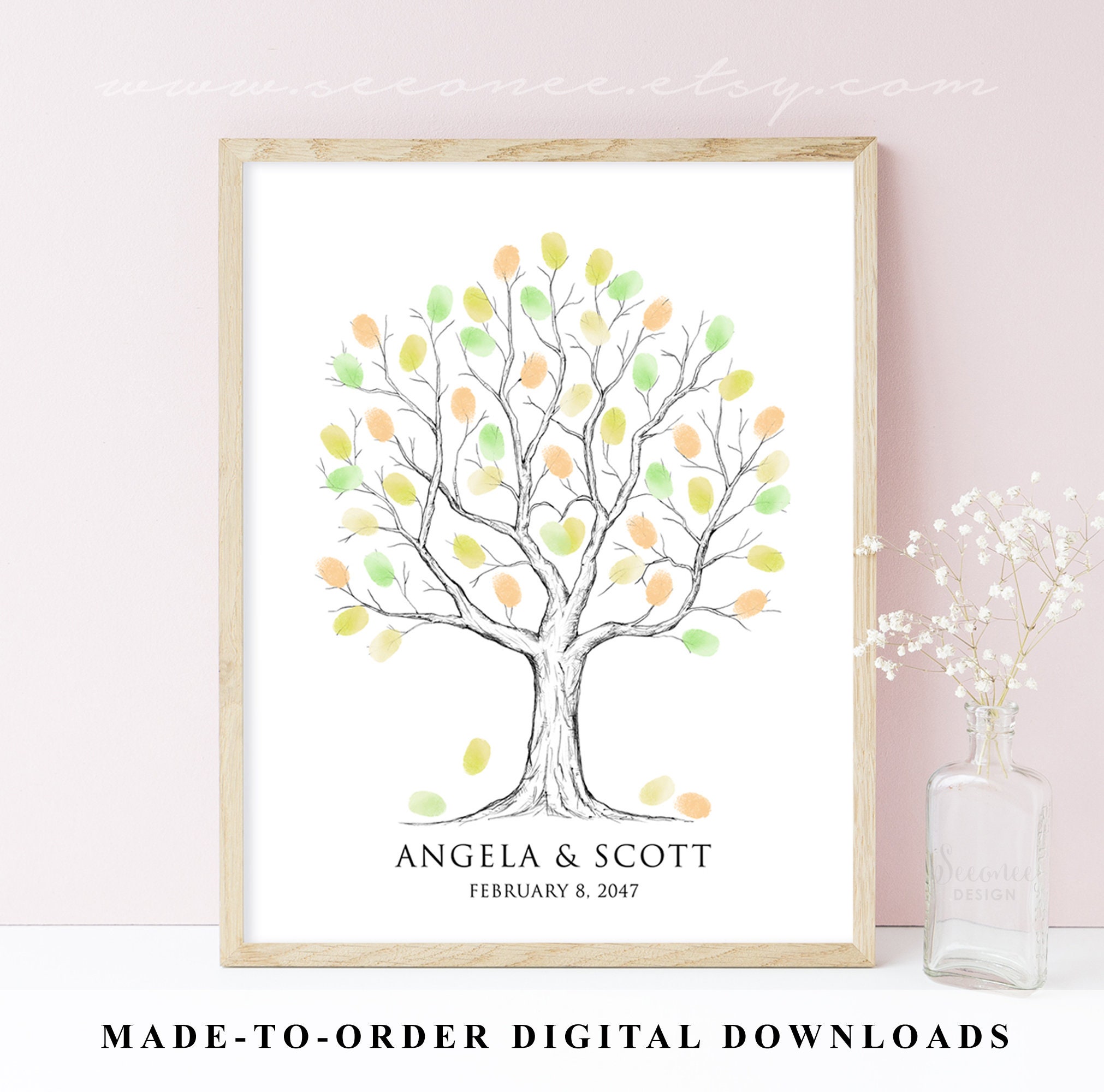 Fingerprint Tree Guestbook Alternative, Thumbprint Tree Guest Book for ...