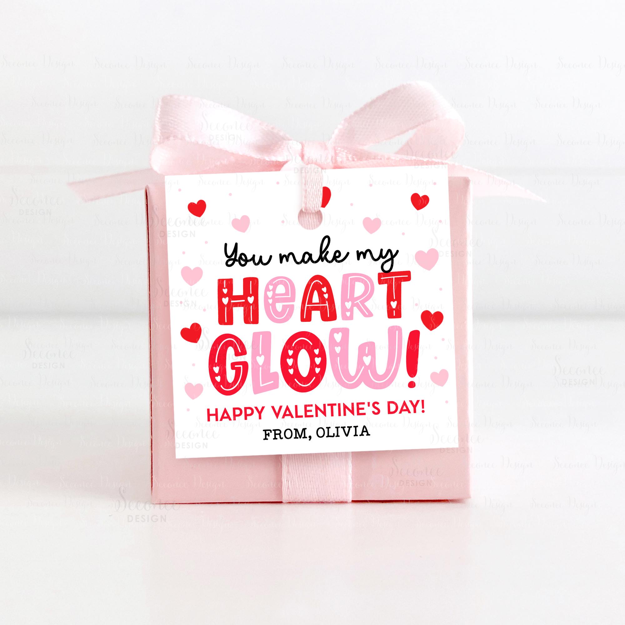 Valentines Glow Sticks Gift Tag Template, You Make My Heart Glow ...