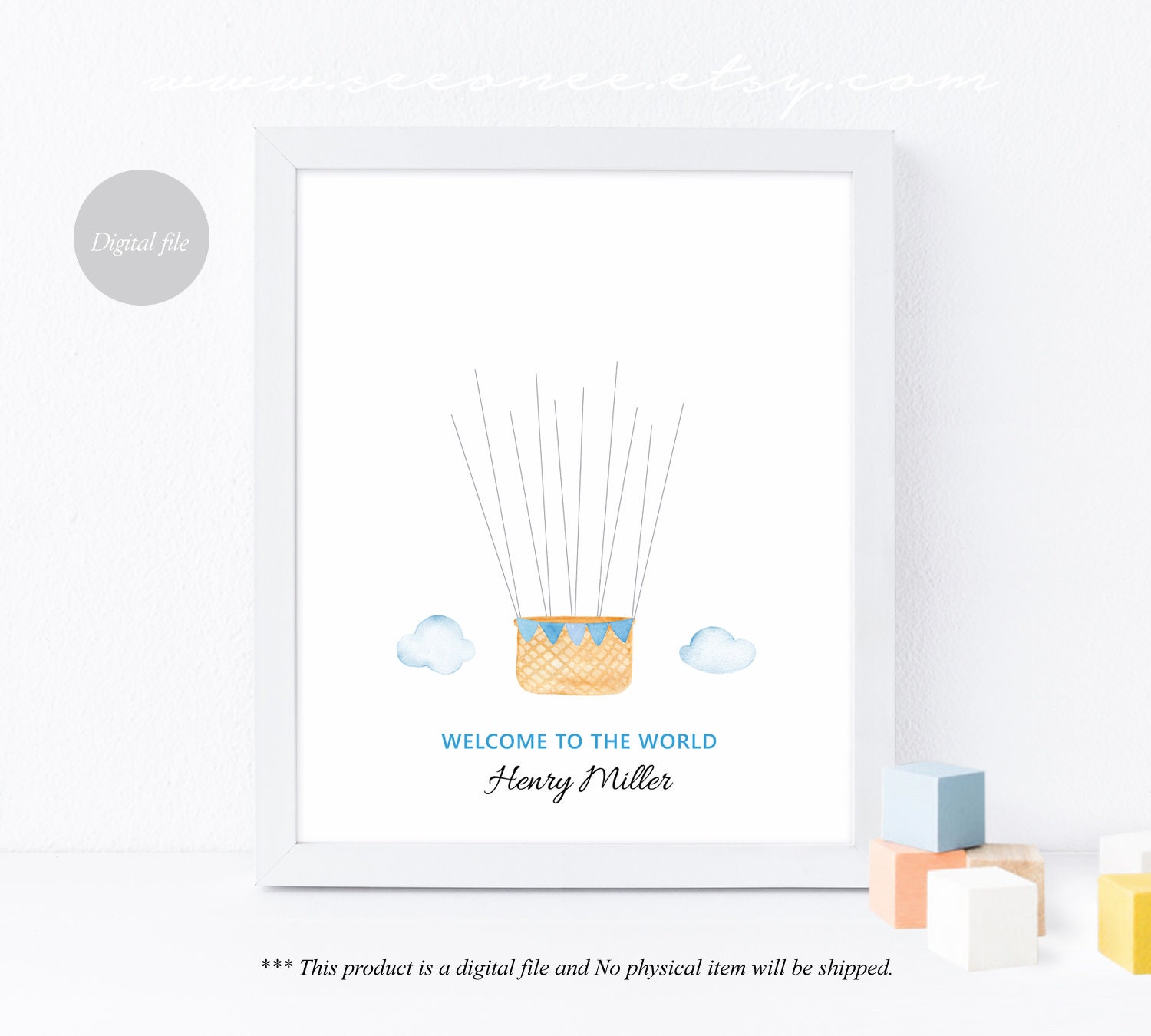 Hot Air Balloon Fingerprint Guestbook Alternative Baby Shower - Etsy