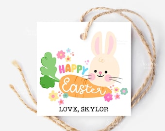 Etiqueta imprimible de conejito de Pascua, etiqueta de conejito de Pascua lindo, etiqueta de regalo de conejo de Pascua, etiquetas de cesta de Pascua feliz, etiqueta de bolsa de golosinas de Pascua, etiqueta para niños, escuela, clase