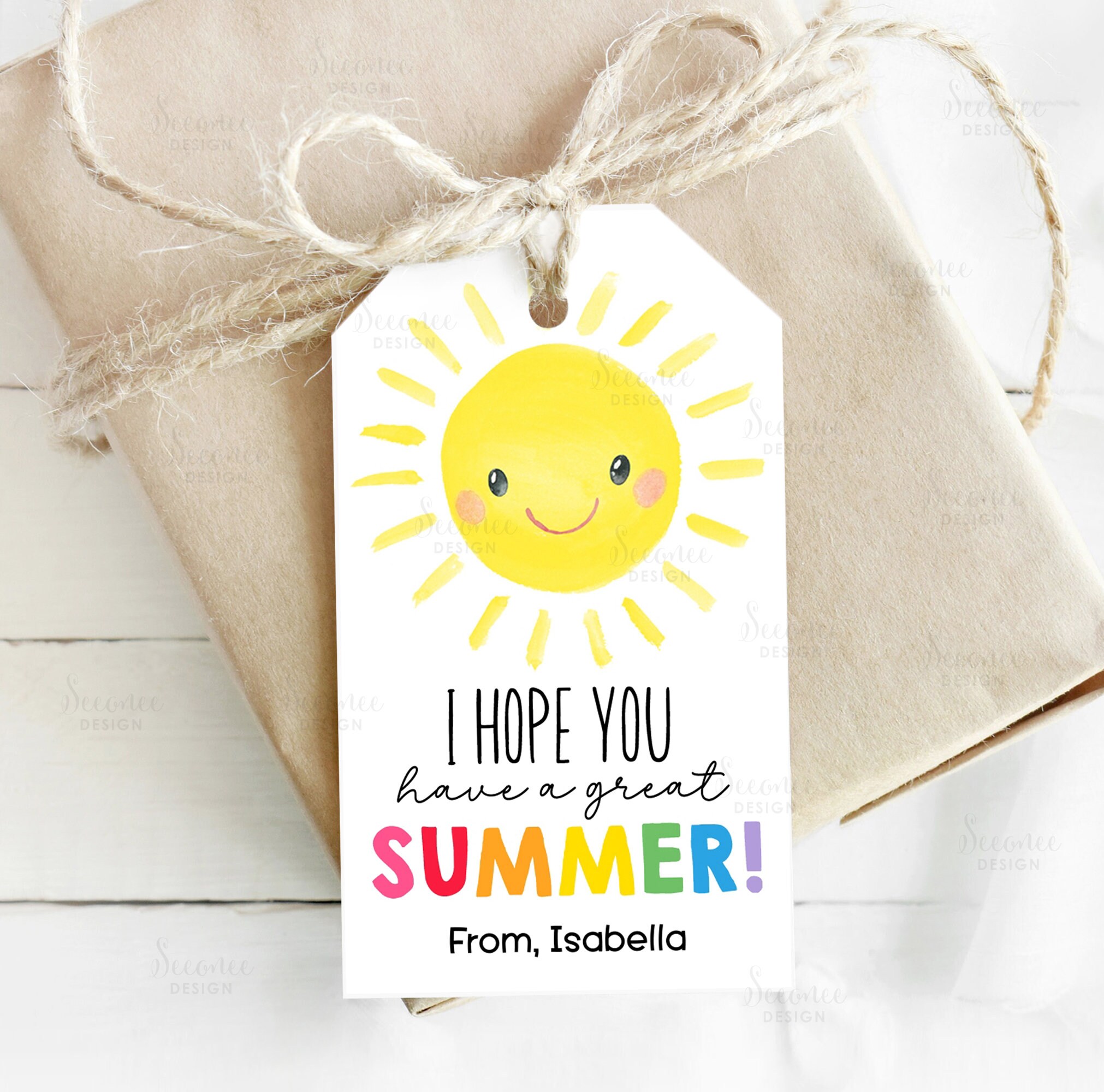 I Hope You Have A Great Summer Gift Tag, Editable Last Day of School ...