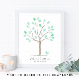Fingerabdruck Baum Gästebuch, Fingerabdruck Aquarell Baum Gästebuch, Baby Shower Gästebuch, Stammbaum, Geburtstagsgeschenk, druckbare digitale Datei