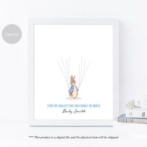 Bunny Baby Shower Guestbook Gift, Peter Rabbit Birthday Fingerprint ...