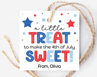 4th Of July Gift Tag Printable, Fourth Of July Tags Favor Label, Independence Day Treat Tag, July 4th Cookie Tags Instant Digital Download