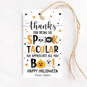 Printable Spooktacular Halloween Favor Tags Halloween Appreciation Gift Tags Editable Halloween Treat Tags For School Staff Coworker Teacher