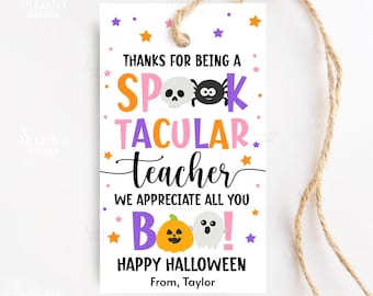 Etiqueta de regalo de Halloween para profesores, etiqueta de regalo de Halloween para profesores, etiqueta de regalo personalizada para descargar al instante