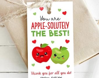 Apple tacketiketter, Apple Appreciation Week presentetikett, You Are Apple - Absolut den bästa utskrivbara Apple tacketiketten för skollärare