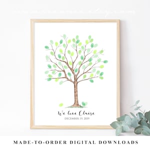 Fingerprint guestbook, Thumbprint wedding tree, Birthday tree gift, Family tree, Shower fingerprint poster gift, Digital file Printable