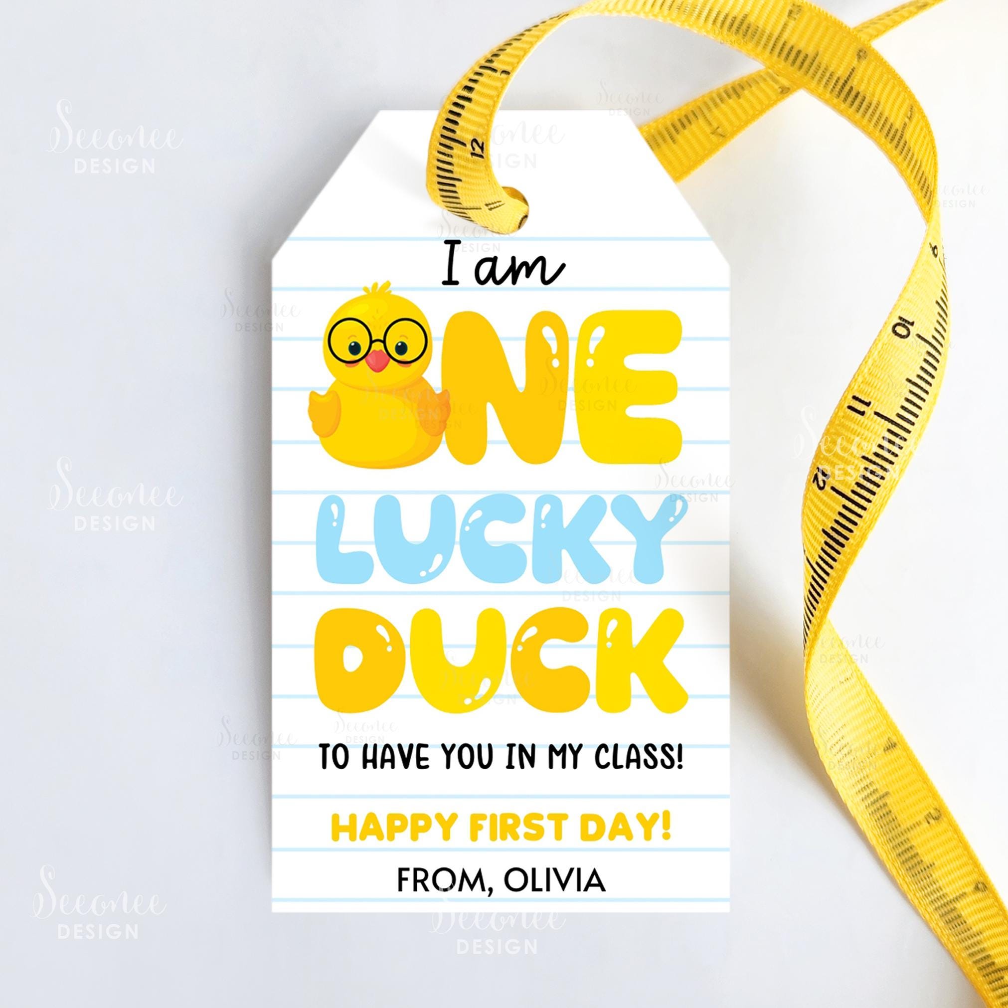 Editable Lucky Duck Back To School Gift Tag Printable First Day Of School Tags Digital Download Meet The Teacher Students Class Gift Card