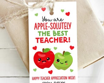 Apple Teacher Appreciation Week Gift Tags Template Printable Teacher Thank You Tag Editable Simple Apple Favor Tag Instant Digital Download