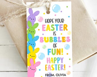 Pasen-bubbelstag, afdrukbare tags voor paastraktaties, hoop dat je Pasen bubbels is, paascadeaukaartjes, label voor schoolbedankjes, klas voor kinderen