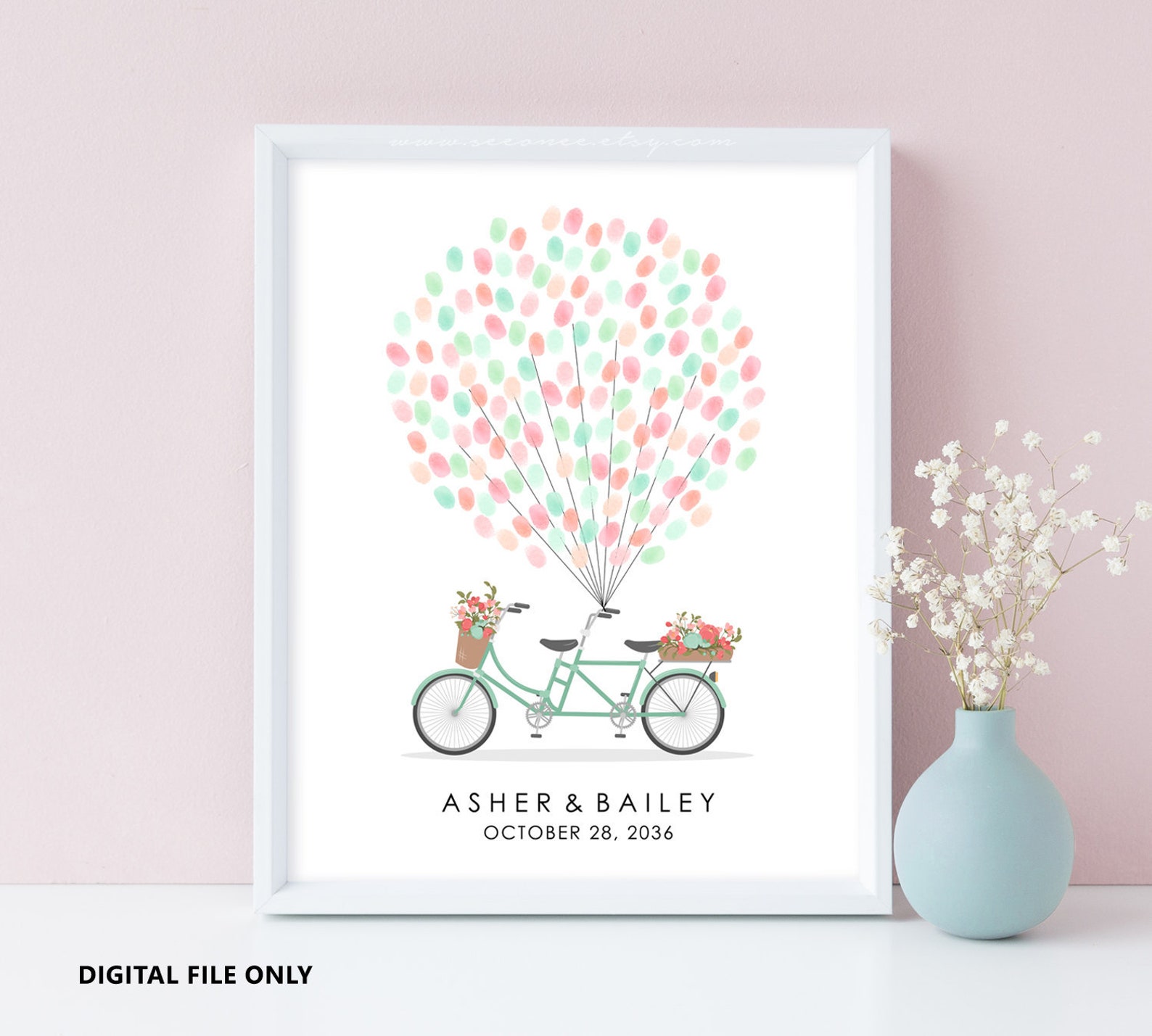 Tandem Fahrrad Fingerabdruck Gästebuch Hochzeit Fahrrad Etsy