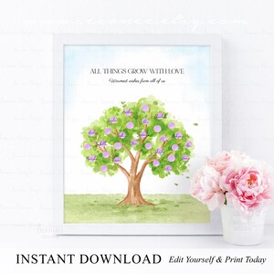 INSTANT DOWNLOAD Editable Lavender Tree Signature Guestbook Alternative, Purple Party Guest Sign Ideas, Fruit Tree Keepsake Printable Gift