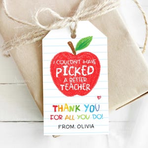Étiquette de remerciement pour enseignant On n'aurait pas pu choisir meilleure étiquette cadeau pour enseignant Étiquettes de remerciement pour enseignant Apple Étiquettes de sacs à friandises Téléchargement instantané