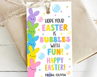Ik hoop dat je Pasen bubbels is met plezier Vrolijk Pasen Cadeaukaartjes Afdrukbare kinderen Kleuterschool Klas Klas Student Traktatie Bagagelabel Bedankkaartjes