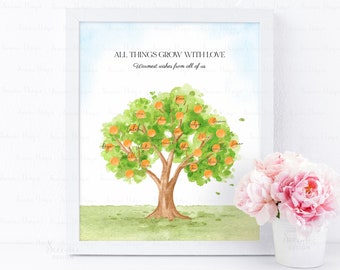 INSTANT DOWNLOAD Editable Orange Tree Guestbook Alternative, Orange Themed Party Guest Book Sign Poster Ideas, Orange Birthday Keepsake Gift