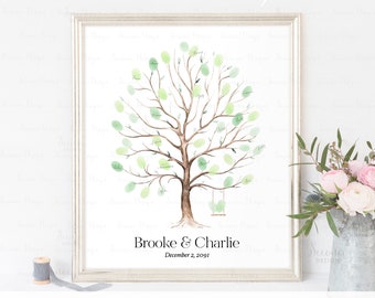 INSTANT DOWNLOAD Editable Wedding Fingerprint Tree With Swing Guestbook Alternative, Greenery Wedding Keepsake Gift Ideas, Thumbprint Sign