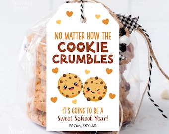 First Day Of School Cookie Gift Tags Back To School Sweet Favor Label Class Students Teacher Treat Tag Printable Cookie Crumbles Tag Cards