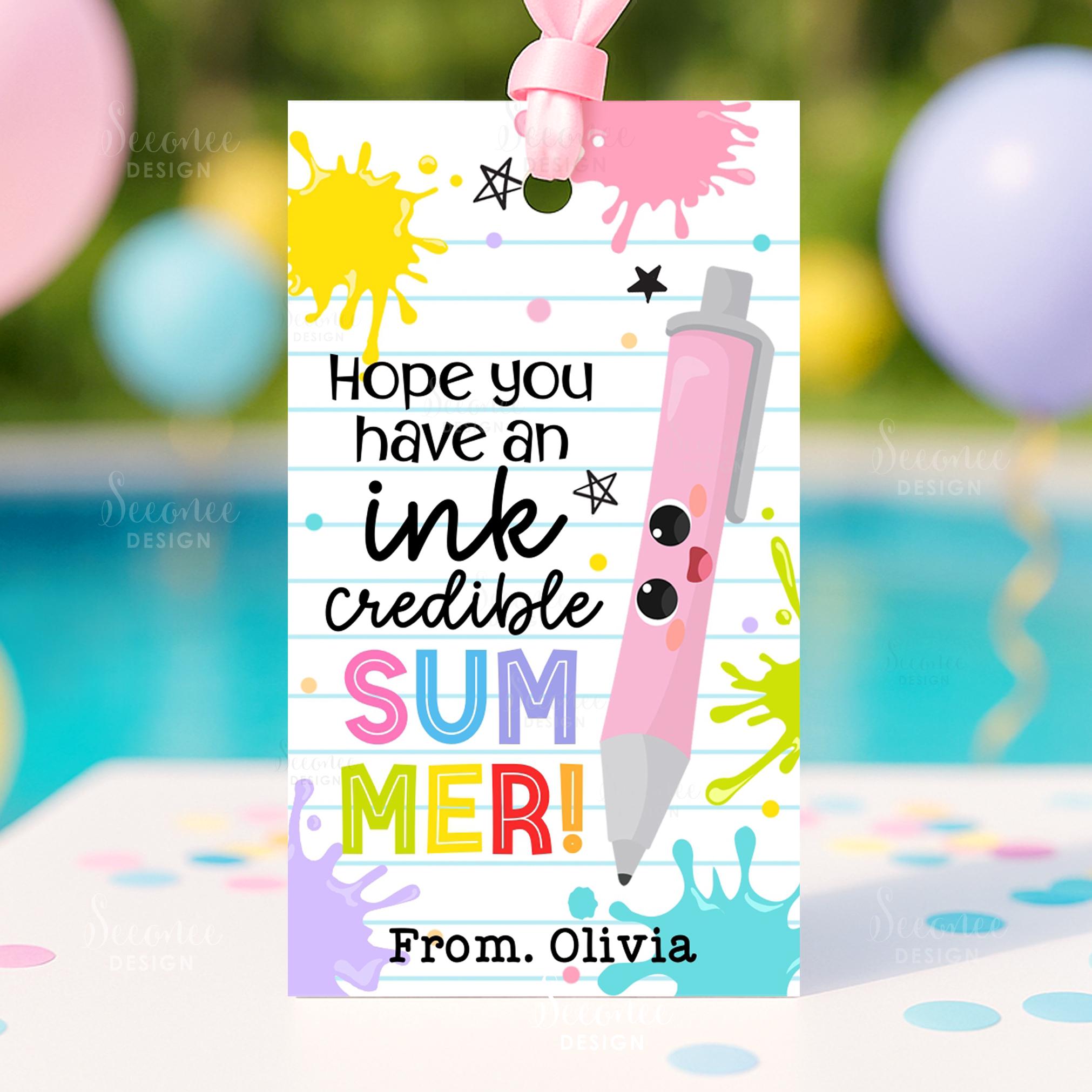Hope You Have an Ink-credible Summer Gift Tag Ink Pen Notepad End