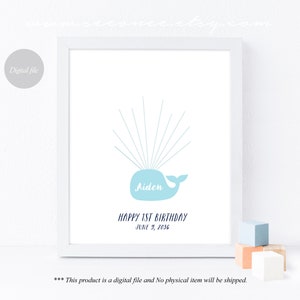Whale Fingerprint Guestbook, Thumbprint Guest Book, Baby Shower Gift ...