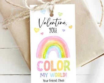Bearbeitbare Regenbogen Valentinstag Geschenkanhänger Valentinstag Sie färben Meine Welt Valentinstag Regenbogen Schule Valentinstag Valentinstag Geschenkanhänger Sofort Download
