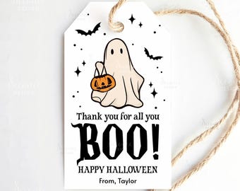 Printable Thanks For All You Boo Halloween Gift Tag, Halloween Thank You Treat Tag, Teacher, Employee, Coworker Client Gift Tag Printable