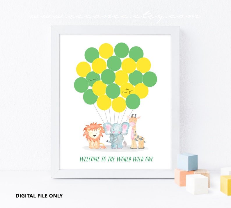 Safari Animals Guestbook Jungle Animals Birthday Signature Etsy