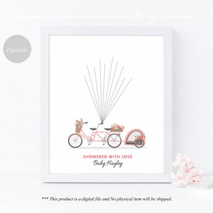 Baby Shower Bicycle Fingerprint Guestbook, Tandem Bicycle Thumbprint ...
