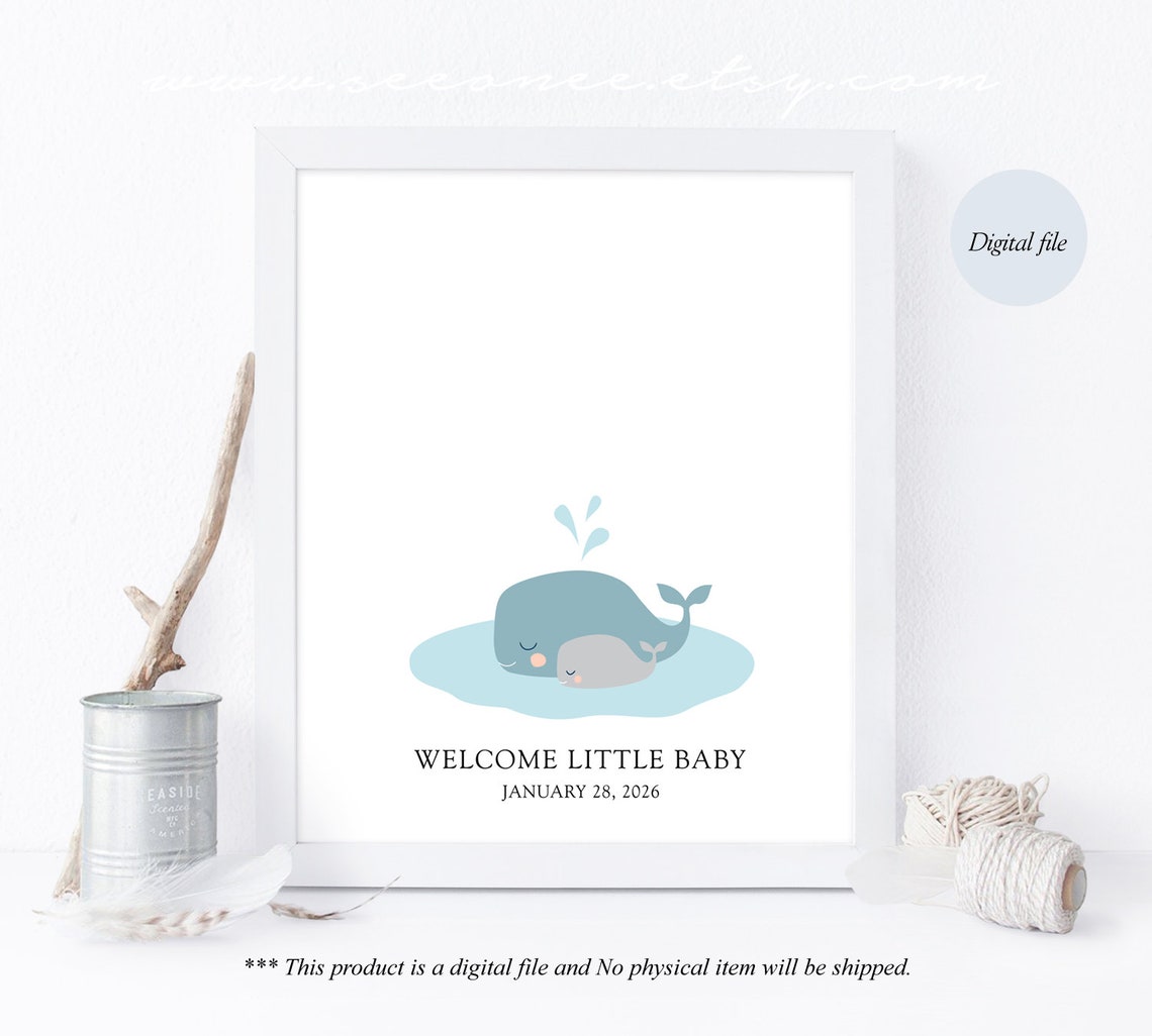 Whale Fingerprint Guestbook Thumbprint Guest Book - Etsy
