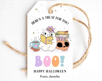 Boo Here's A Treat For You Happy Halloween Gift Tags Printable, Trick Or Treat Halloween Tag For School Teacher Staff Classmate Neighbor Kid