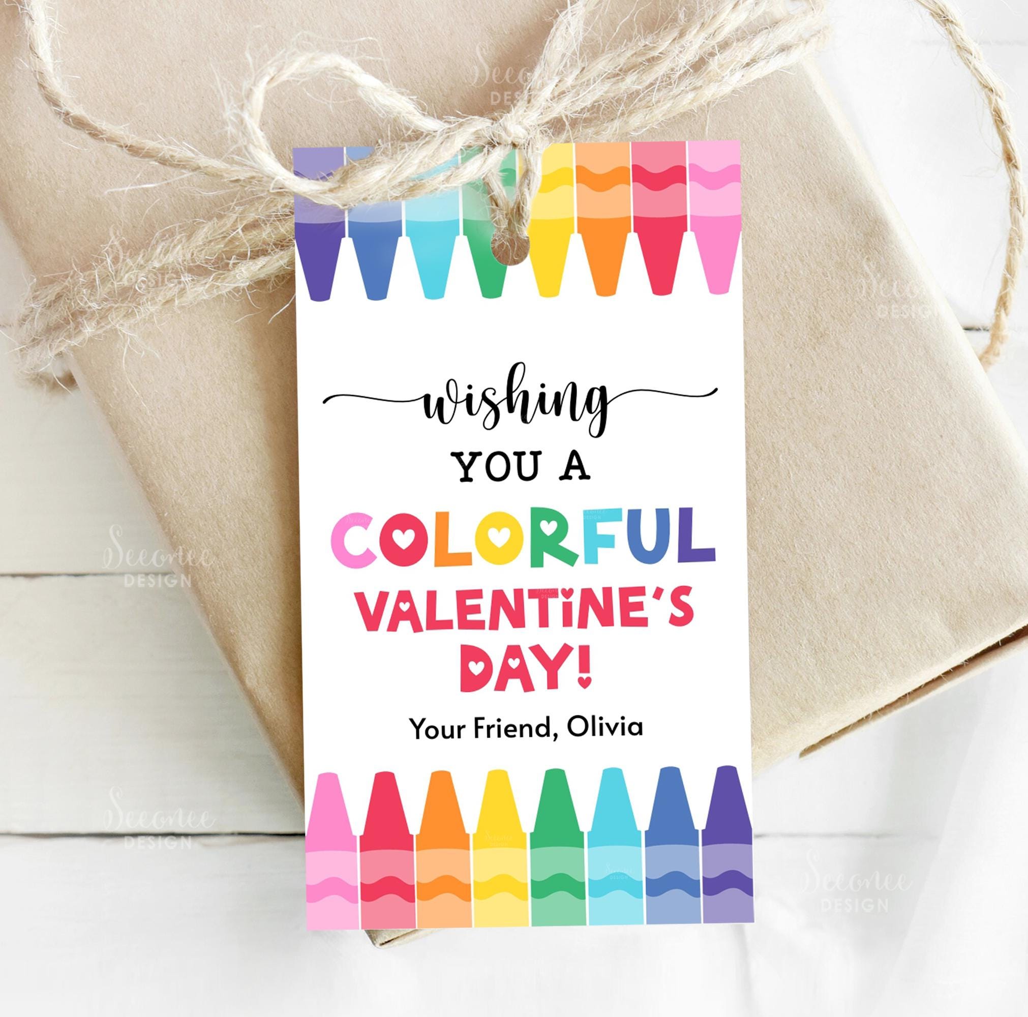 Wishing You A Colorful Valentine's Day Tag Printable Happy