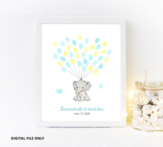 baby shower fingerprint elephant