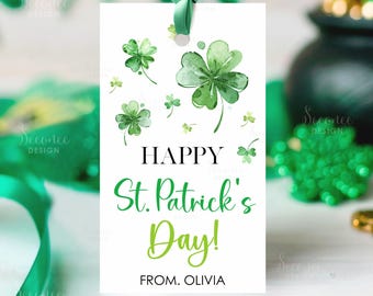 St Patrick's Day Gift Tags, Happy St Patricks Day Appreciation Treat Tag Printable Clover Shamrock Favor Label, Gift Cards Instant Download