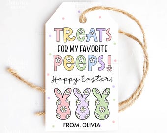 Pastel Easter Gift Tags Treats For My Favorite Peeps Easter Basket Treat Tag School Class Kids Favor Tag Printable Label Template Download