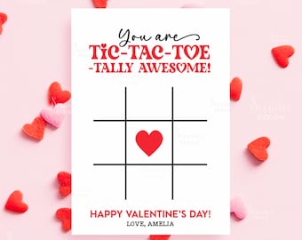 Printable Valentine's Day Tic Tac Toe Cards Kids Valentine Activity Printables Tic-Tac-Toe Valentines Game School Class Valentine Favor Tags
