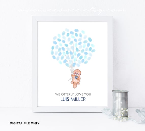 otter nursery like no otter otter thumbprint tree otterly amazing otter illustration fingerprint balloon guestbook Otter baby shower