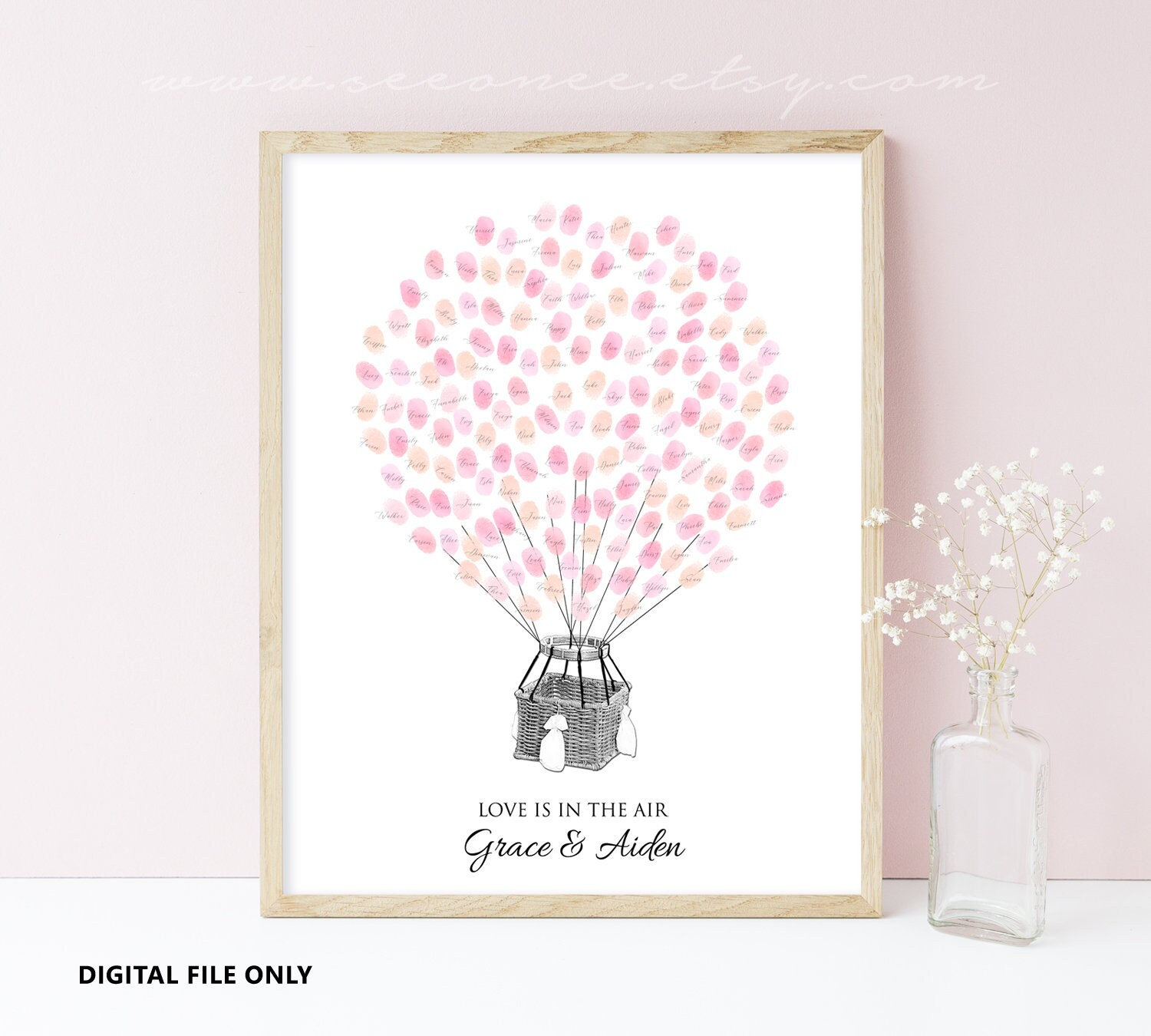 Hot Air Balloon Guestbook Alternative, Wedding Thumbprint Guest