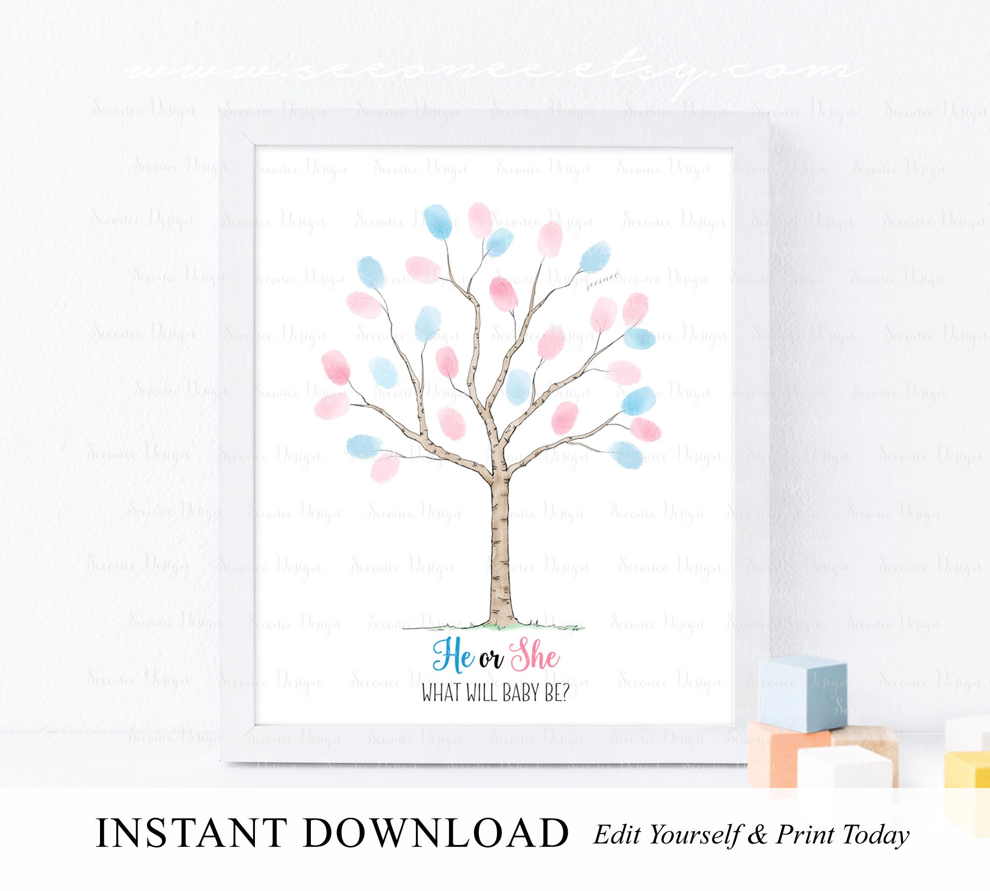 INSTANT DOWNLOAD Editable Gender Reveal Fingerprint Tree Etsy INSTANT DOWNLOAD Editable Gender Reveal Fingerprint Tree Etsy