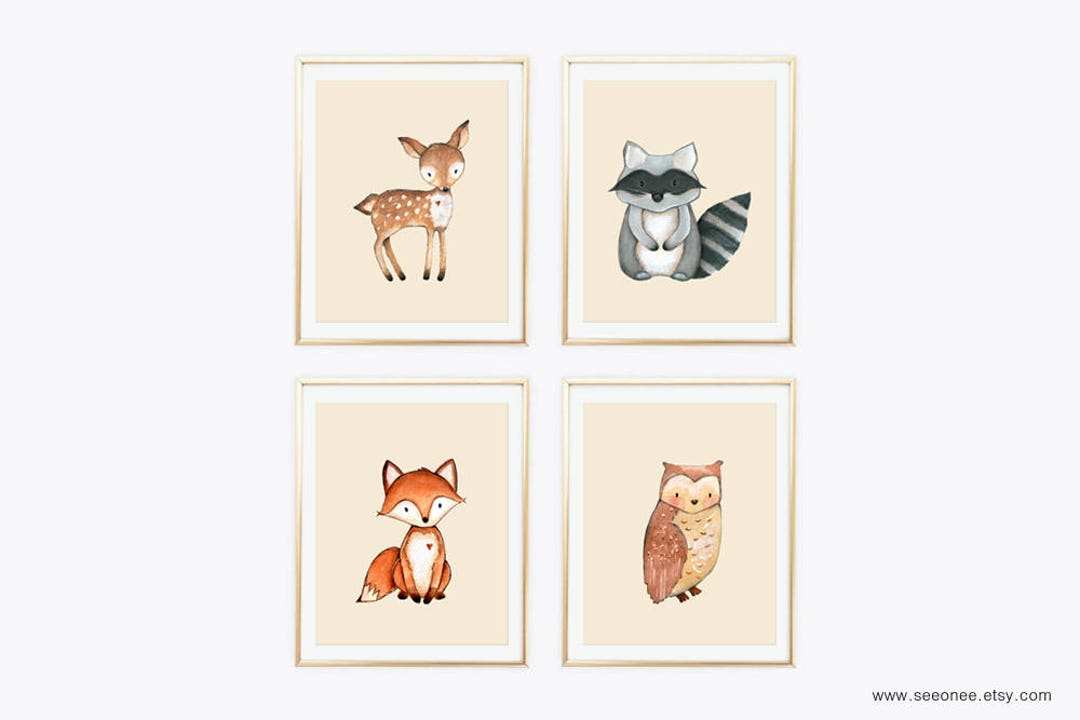 Woodland Animals Nursery Art Printable - Sand Forest Animals Wall Art ...