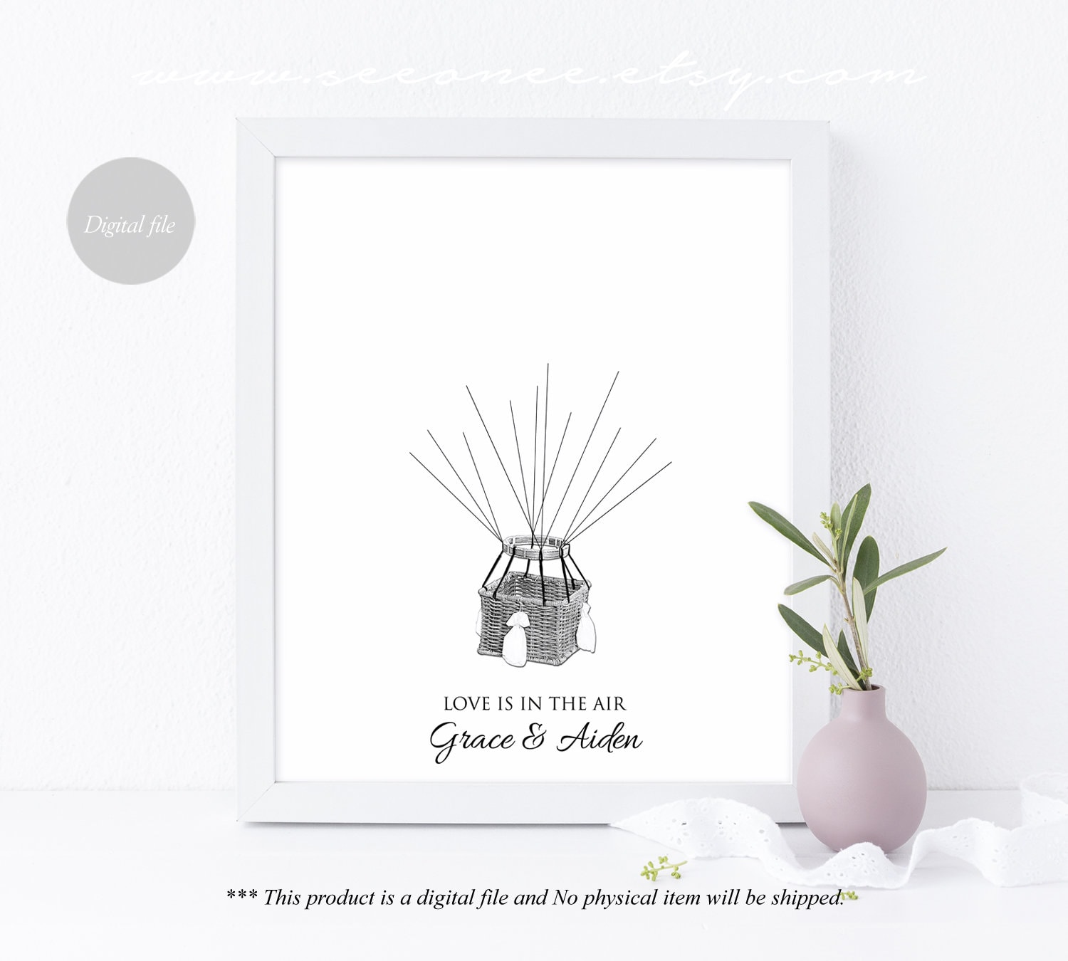 Hot Air Balloon Guestbook Alternative Wedding Thumbprint Etsy