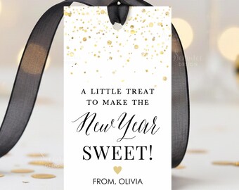 Happy New Year Gift Tag, New Year's Treat Tags, New Year's Eve Party Favor Tags, NYE Gift Labels Instant Download Editable Template