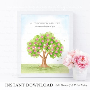 SOFORTIGER DOWNLOAD Bearbeitbares Pink Fruit Tree Signature Gästebuch Alternative, Tree Sign In Gästebuch Poster, Jubiläumsbaum Andenken Geschenk