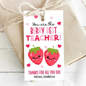 Modèle d'étiquette-cadeau Berry meilleur enseignant, étiquette d'appréciation imprimable fraise mignonne enseignant, enseignante modifiable de fin d'année Merci traiter étiquettes