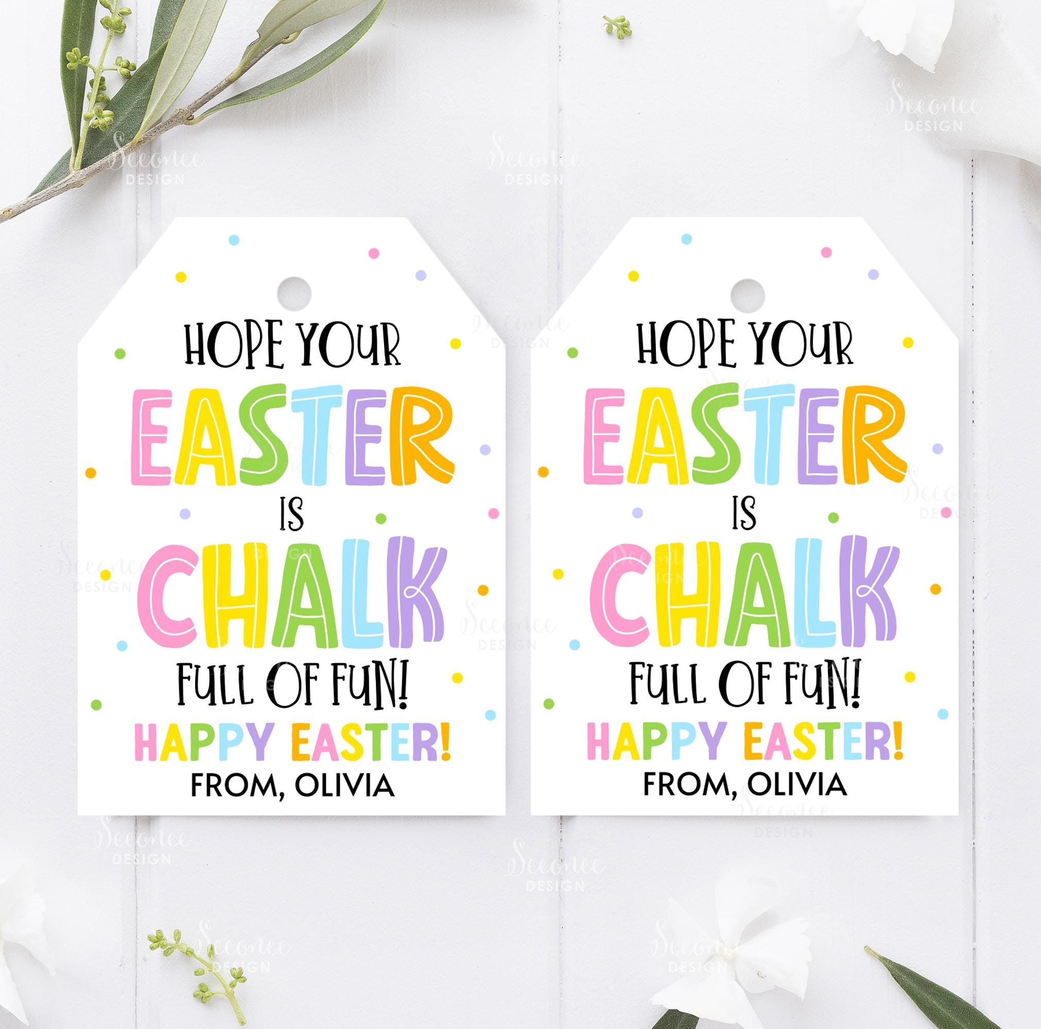 Easter Chalk Gift Tag Printable Template, Chalk Full of Fun Easter ...