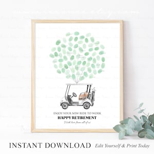 SOFORTIGER DOWNLOAD Bearbeitbar Let's Par-Tee Golf Ruhestand Fingerabdruck Gästebuch Zeichen, Golf Abschied Auf Wiedersehen Party Event Andenken Geschenkideen